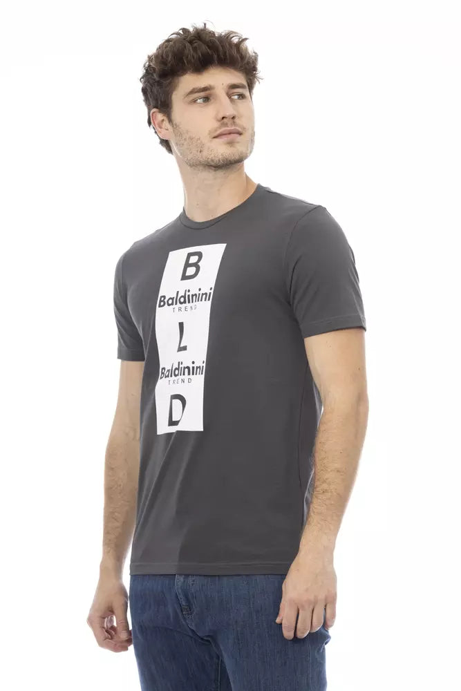 Gray Cotton Men T-Shirt - ventzia