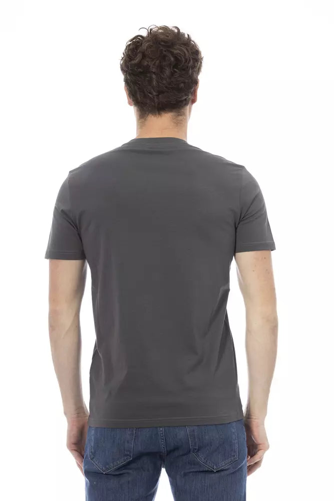 Gray Cotton Men T-Shirt - ventzia