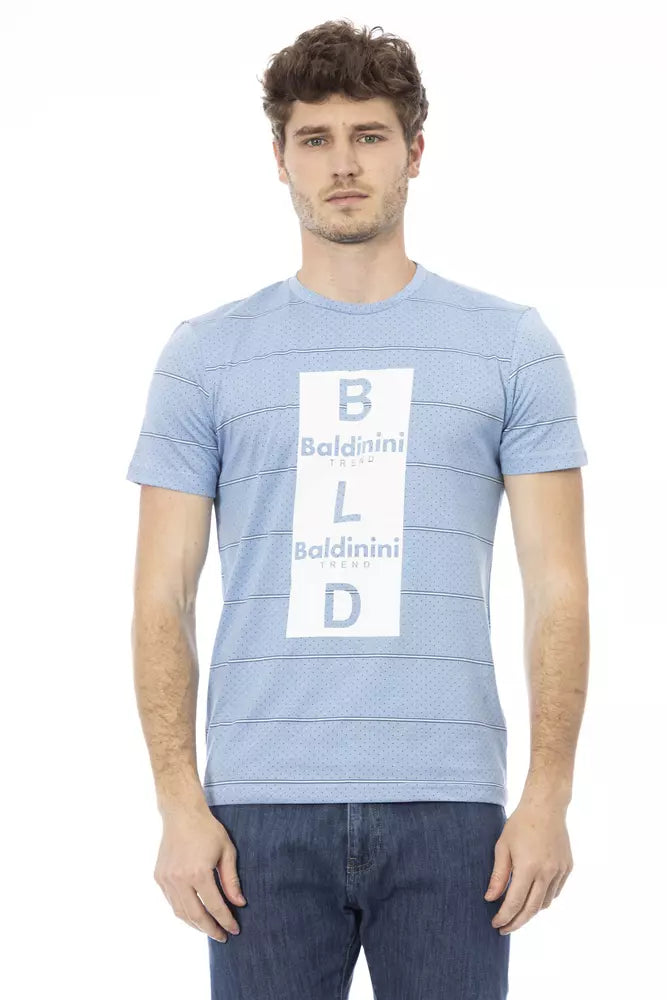 Light Blue Cotton Men T-Shirt - ventzia