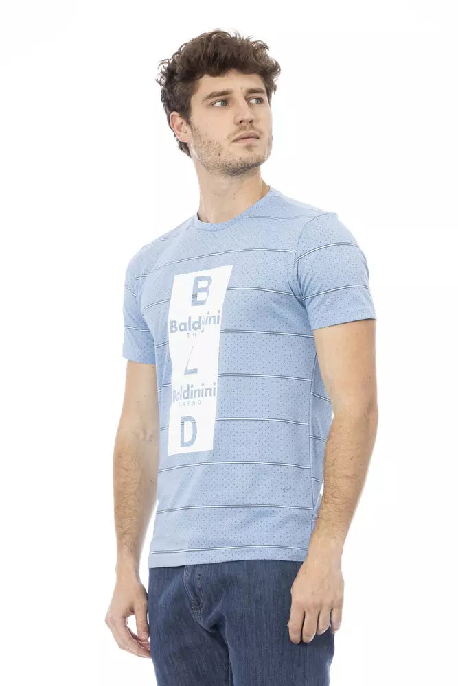 Light Blue Cotton Men T-Shirt - ventzia