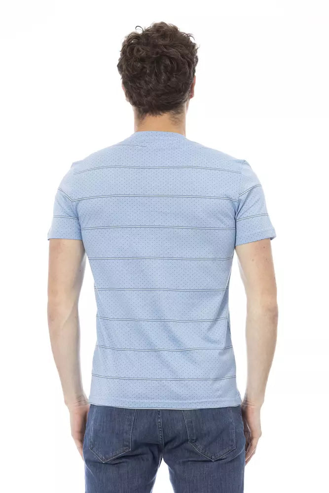 Light Blue Cotton Men T-Shirt - ventzia