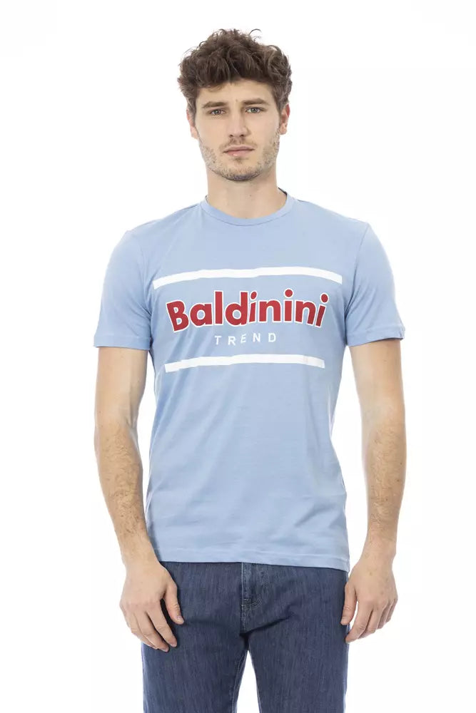 Light Blue Cotton Men T-Shirt - ventzia
