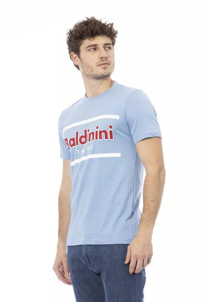 Light Blue Cotton Men T-Shirt - ventzia