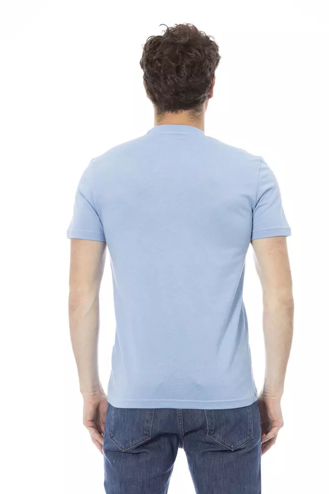 Light Blue Cotton Men T-Shirt - ventzia