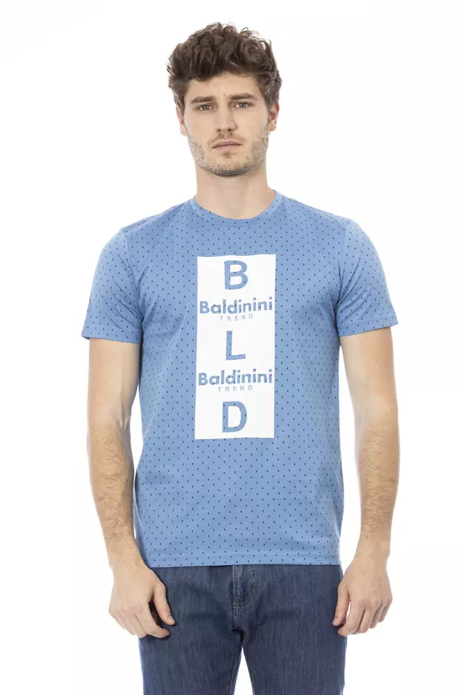 Light Blue Cotton Men T-Shirt - ventzia
