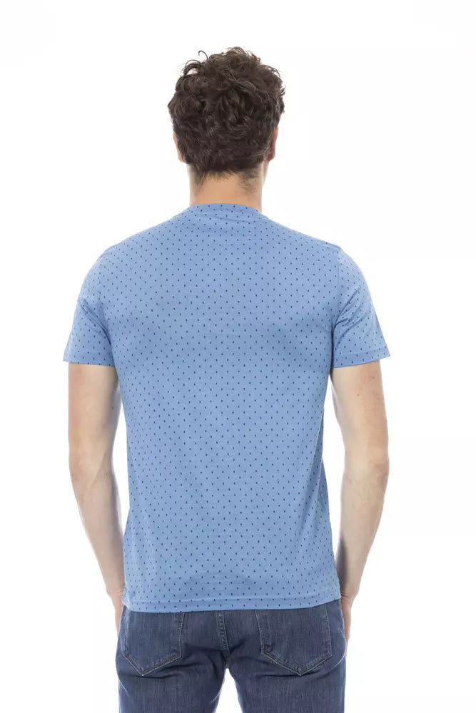 Light Blue Cotton Men T-Shirt - ventzia