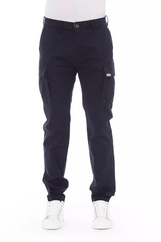 Blue Cotton Men Cargo Trouser - ventzia