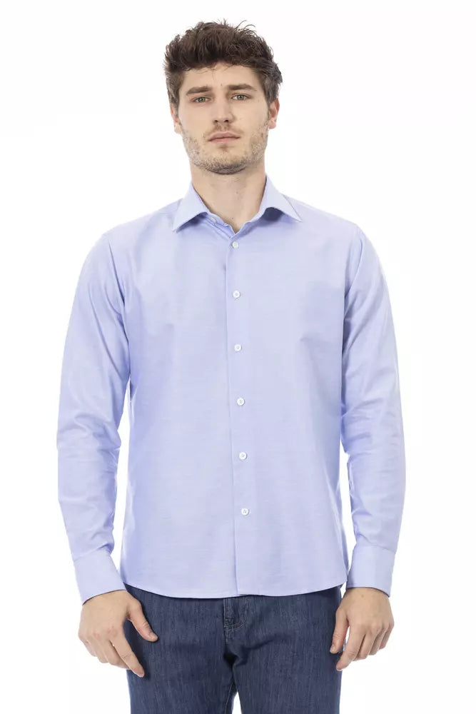 Light Blue Cotton Men Shirt - ventzia