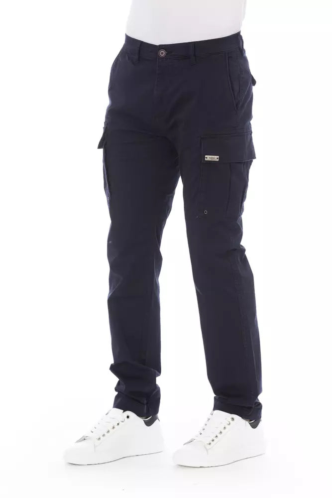 Blue Cotton Men Cargo Trouser - ventzia