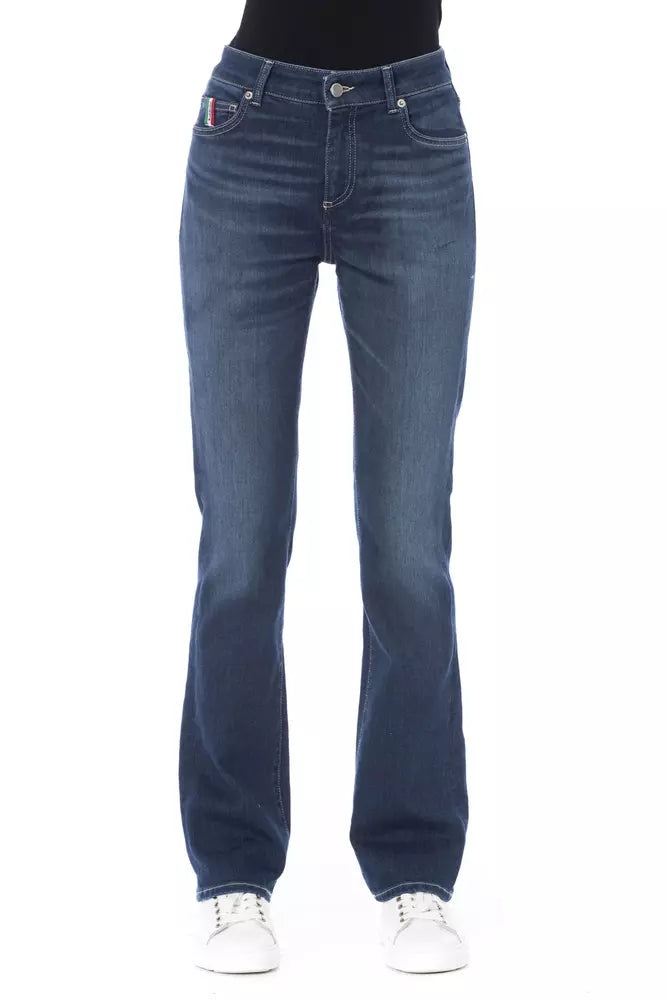 Blue Cotton Women Jeans - ventzia