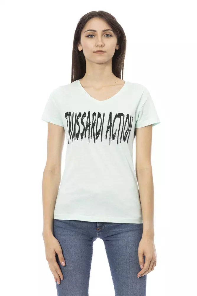 Light Blue Cotton Women Top - ventzia