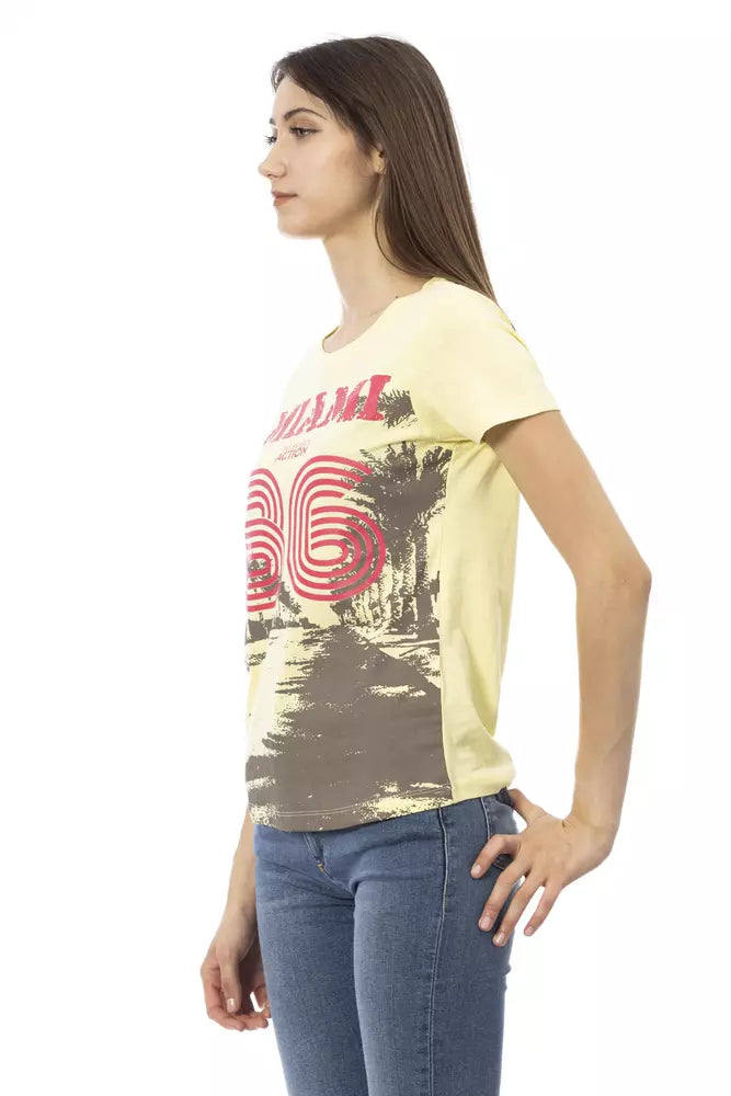 Yellow Cotton Women T-Shirt - ventzia