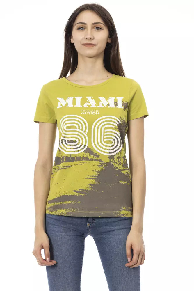 "Green Cotton Women T-Shirt" - ventzia