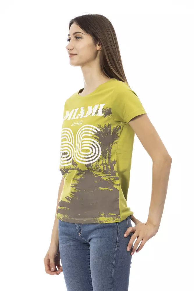 "Green Cotton Women T-Shirt" - ventzia