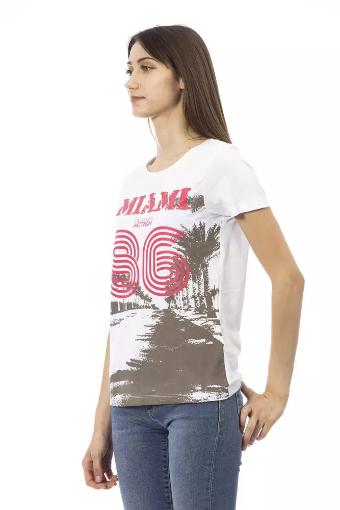 White Cotton Women T-Shirt - ventzia