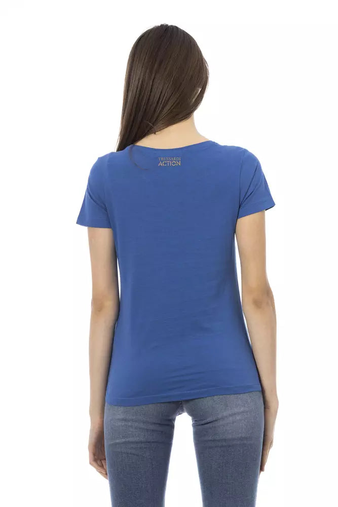 Blue Cotton Women T-Shirt - ventzia