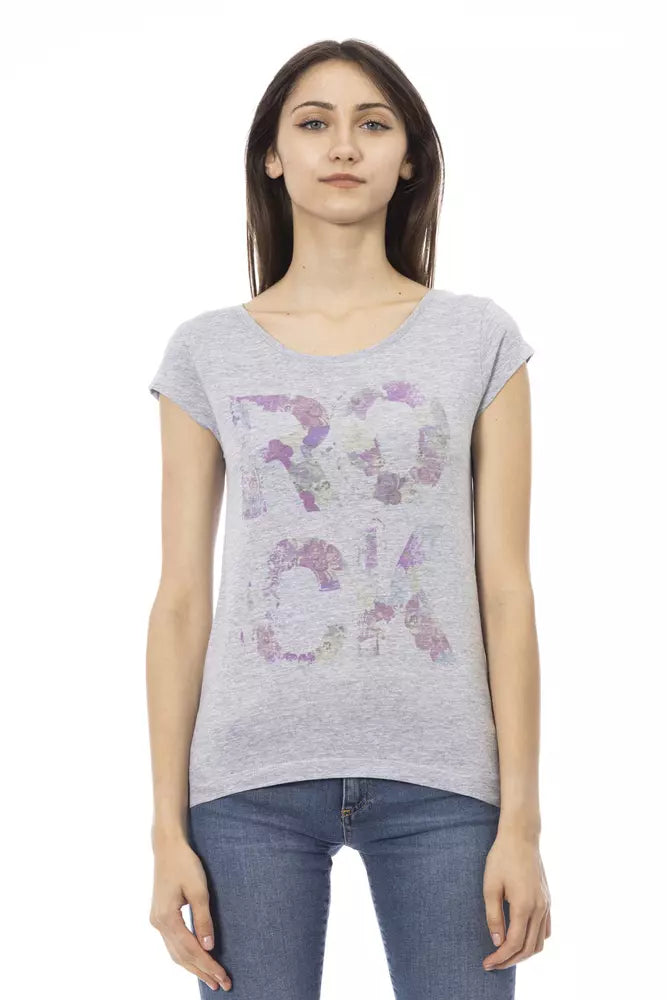 Gray Cotton Women T-Shirt - ventzia