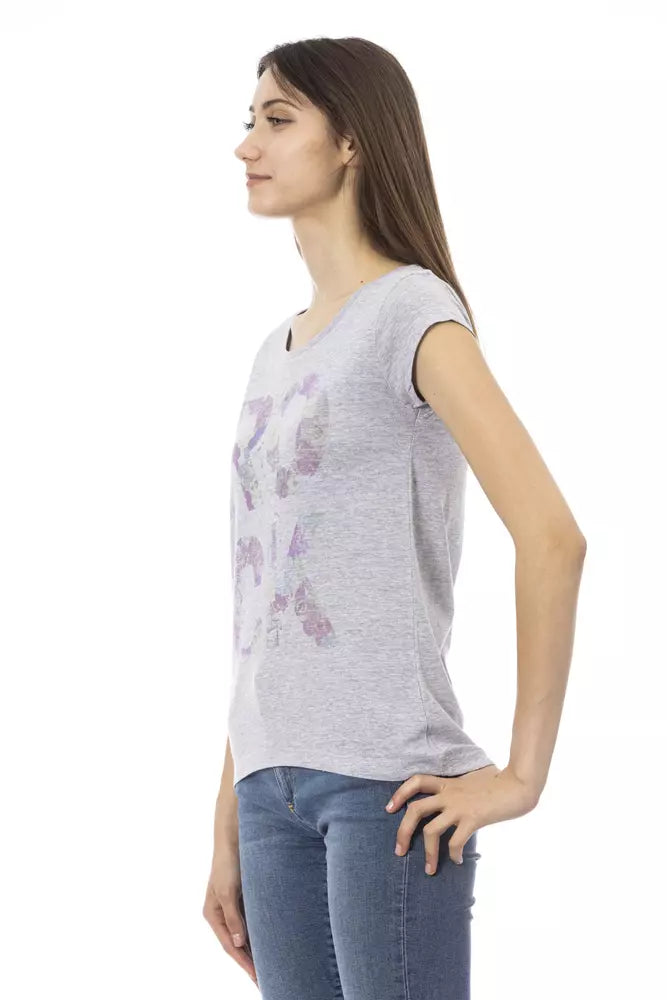 Gray Cotton Women T-Shirt - ventzia