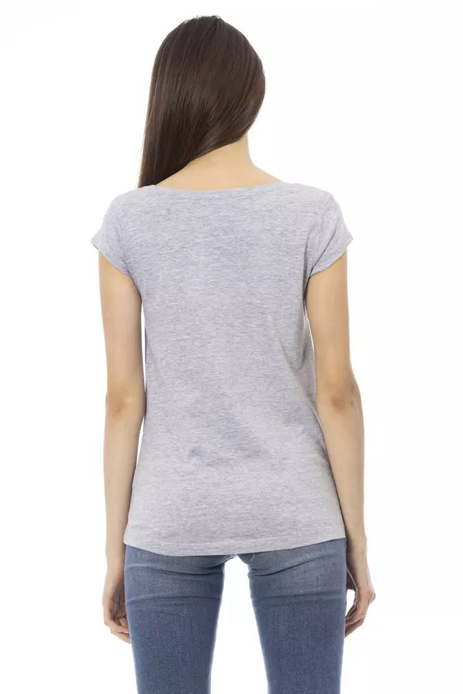 Gray Cotton Women T-Shirt - ventzia