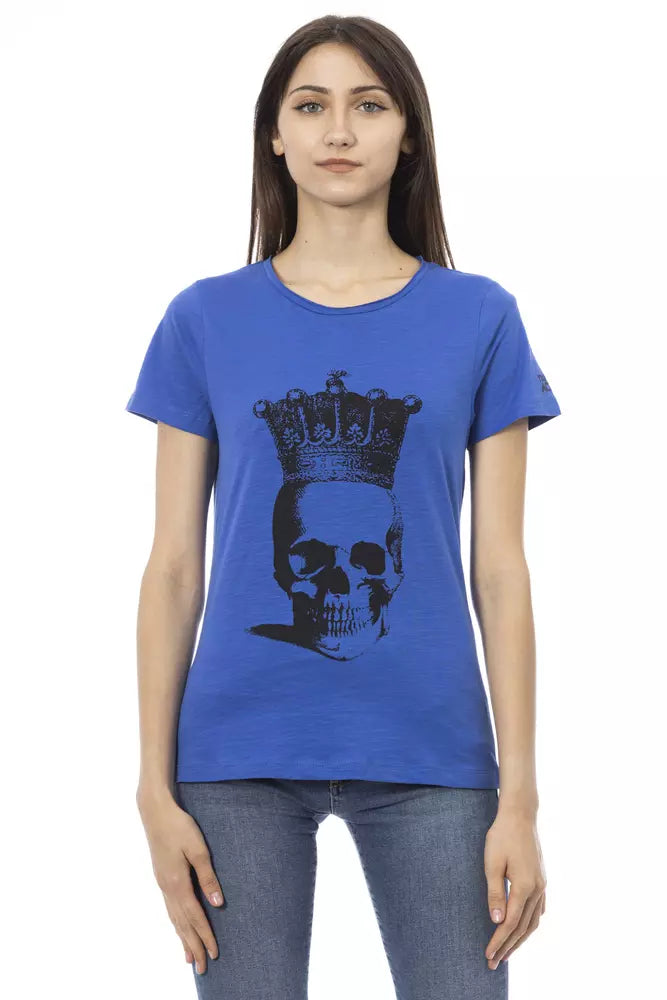 Blue Cotton Women T-Shirt - ventzia