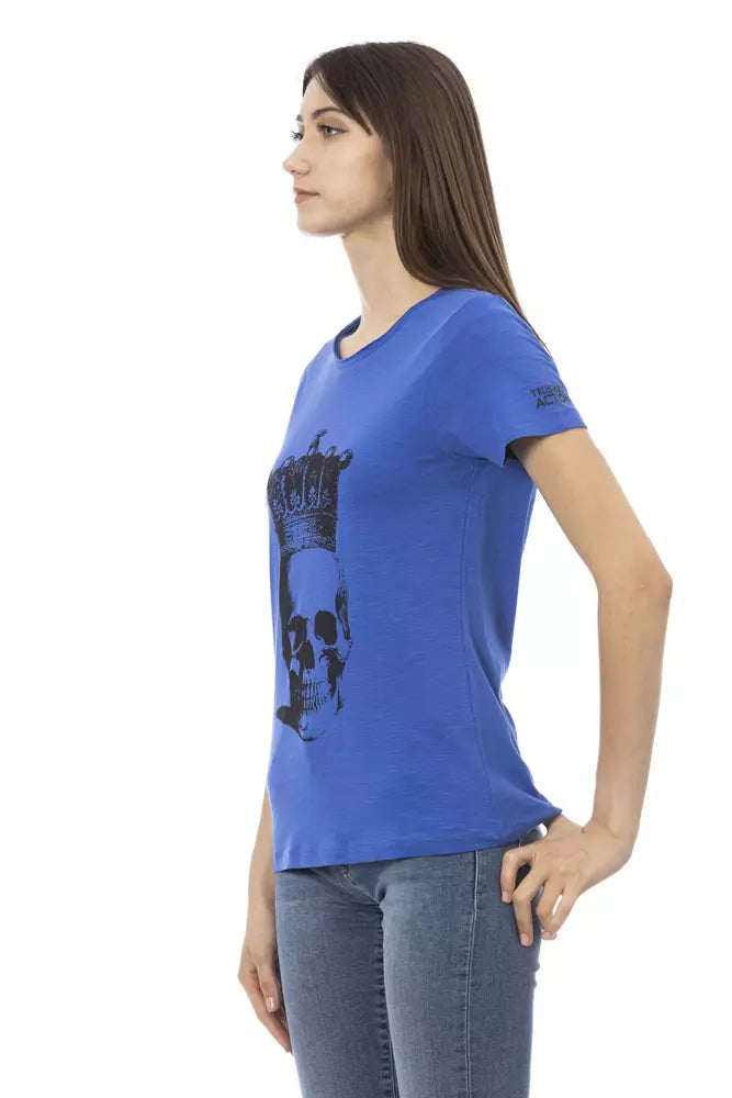 Blue Cotton Women T-Shirt - ventzia