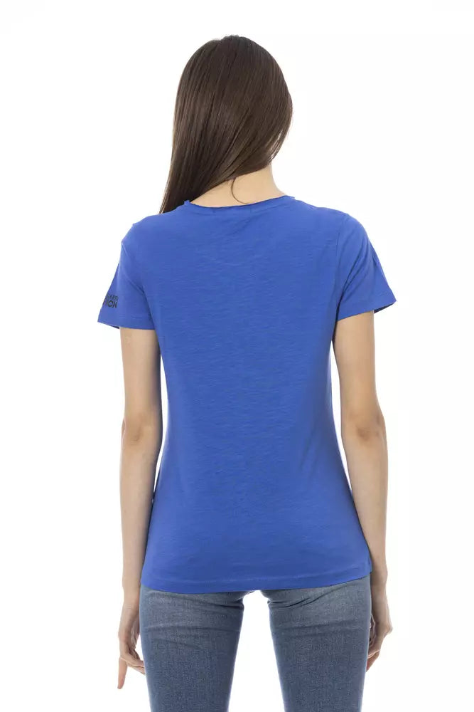 Blue Cotton Women T-Shirt - ventzia