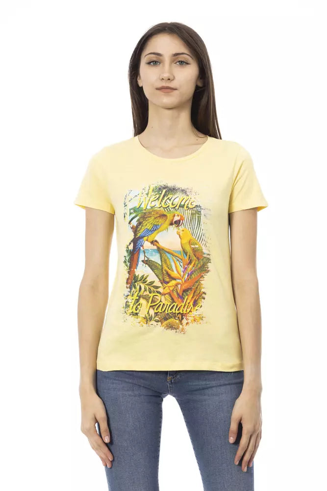 "Yellow Cotton Women T-Shirt" - ventzia