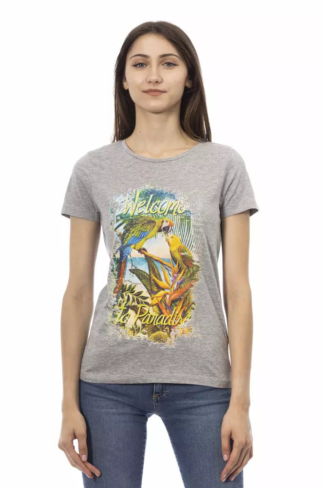 Gray Cotton Women T-Shirt - ventzia