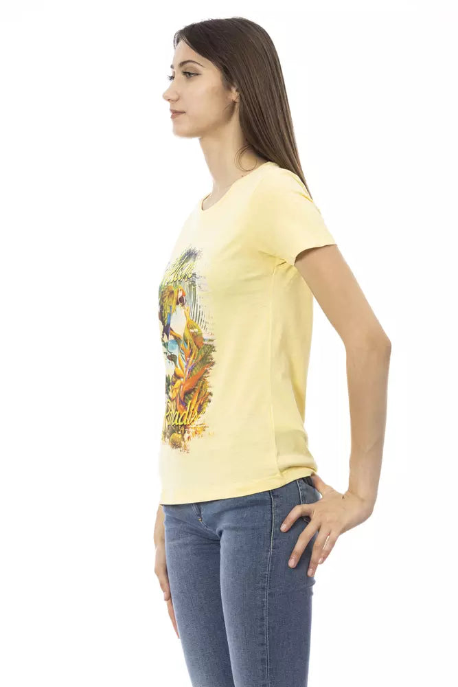 "Yellow Cotton Women T-Shirt" - ventzia