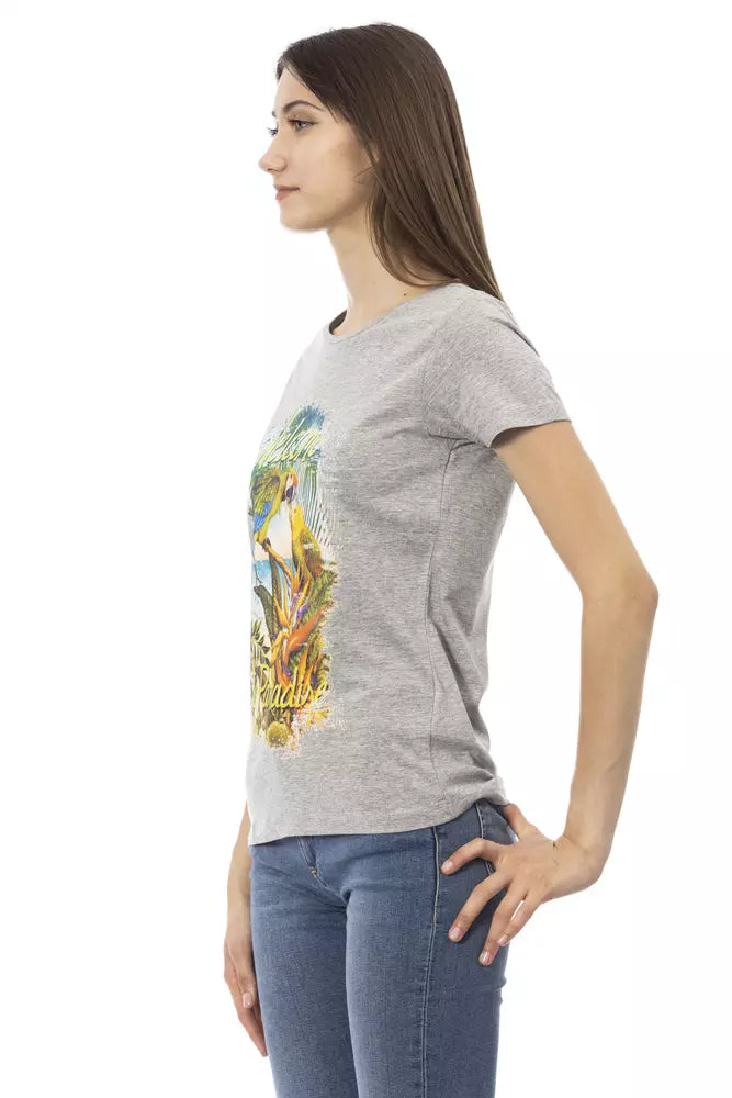 Gray Cotton Women T-Shirt - ventzia