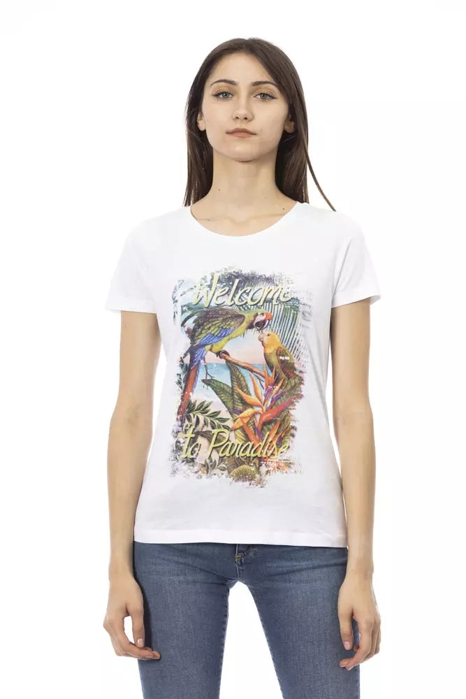 White Cotton Women T-Shirt - ventzia