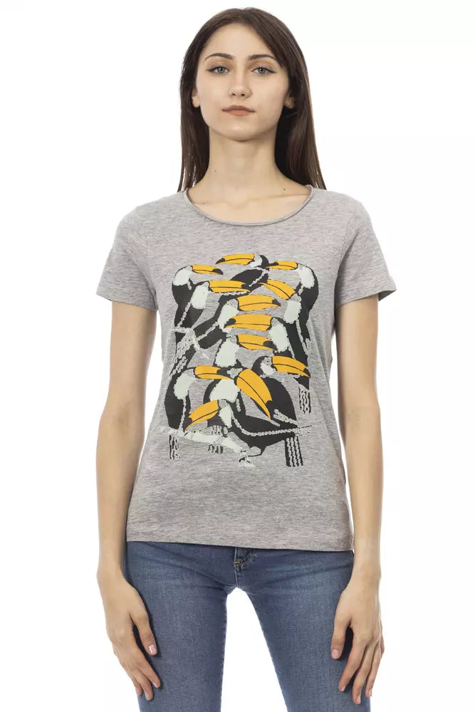 Gray Cotton Women T-Shirt - ventzia