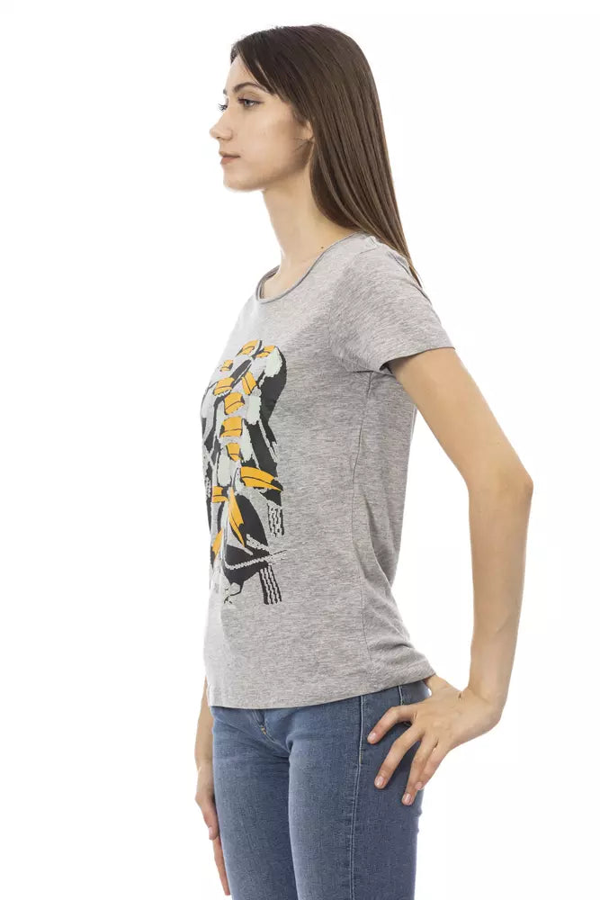 Gray Cotton Women T-Shirt - ventzia