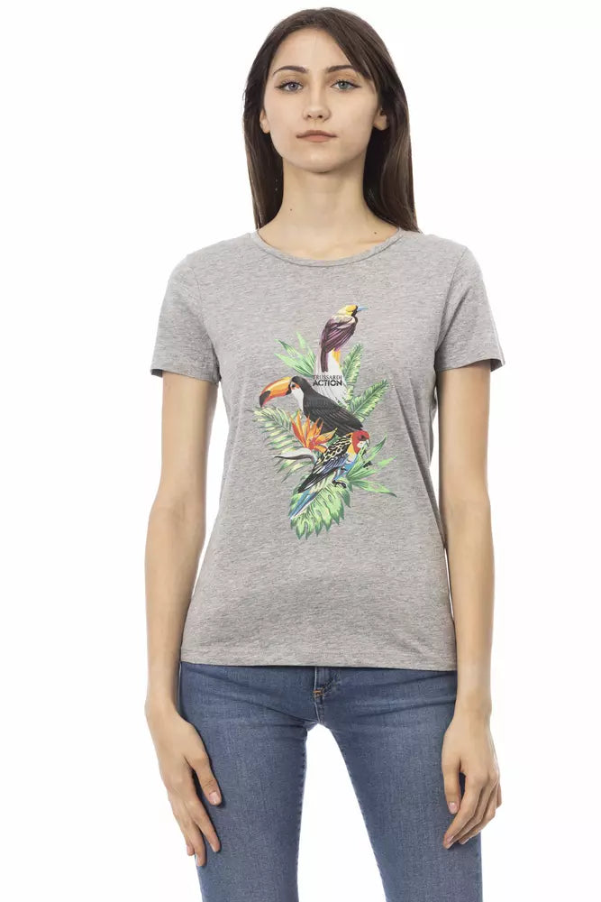 Gray Cotton Women T-Shirt - ventzia