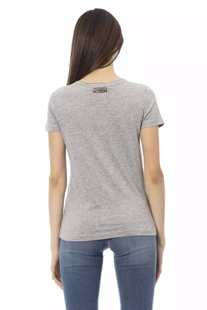 Gray Cotton Women T-Shirt - ventzia