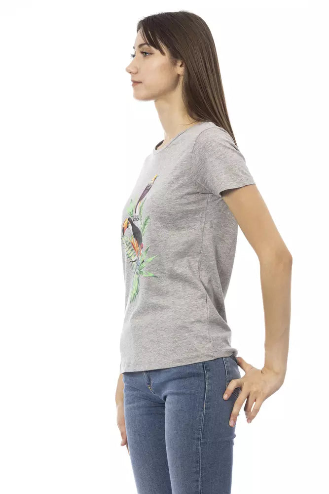 Gray Cotton Women T-Shirt - ventzia