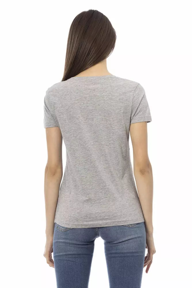 Gray Cotton Women T-Shirt - ventzia