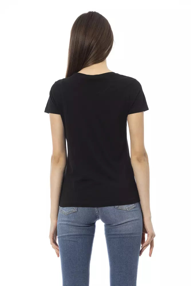 Black Cotton Women T-Shirt - ventzia