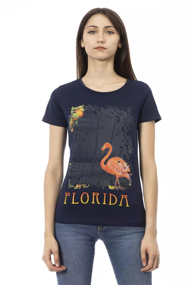 Blue Cotton Women T-Shirt - ventzia