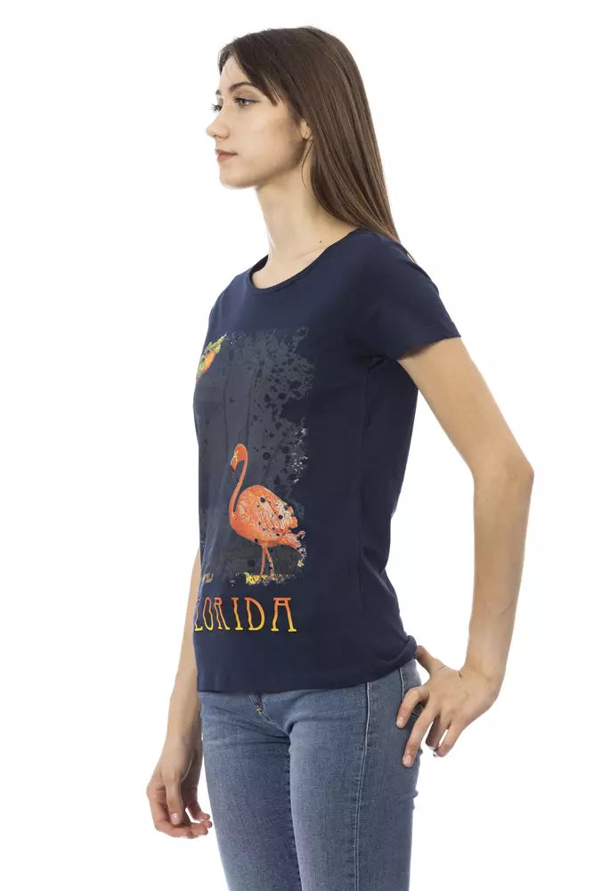 Blue Cotton Women T-Shirt - ventzia