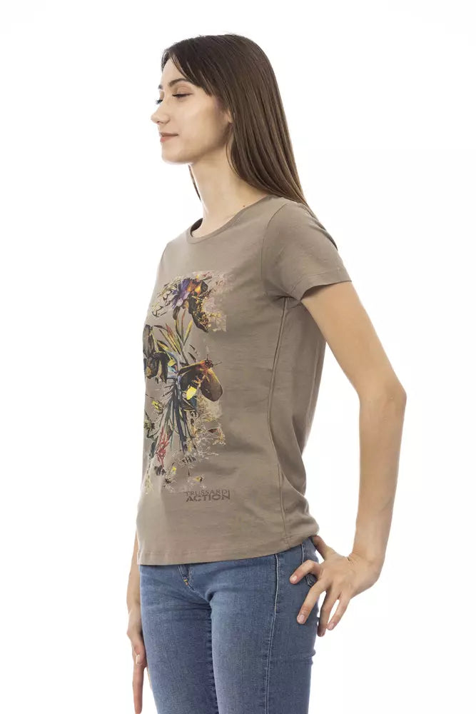 Brown Cotton Women T-Shirt - ventzia