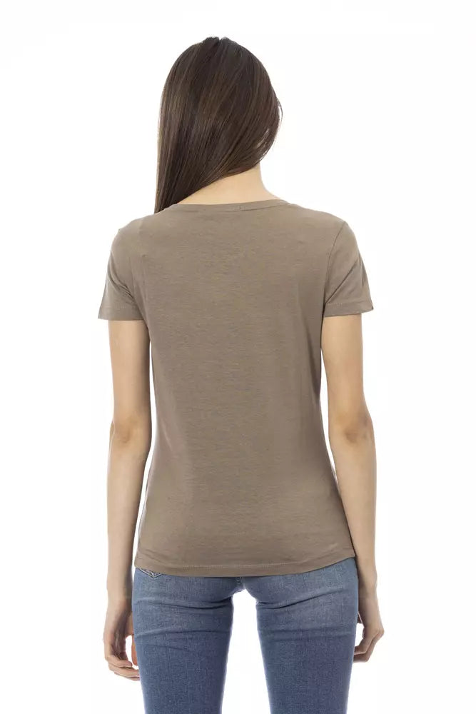 Brown Cotton Women T-Shirt - ventzia