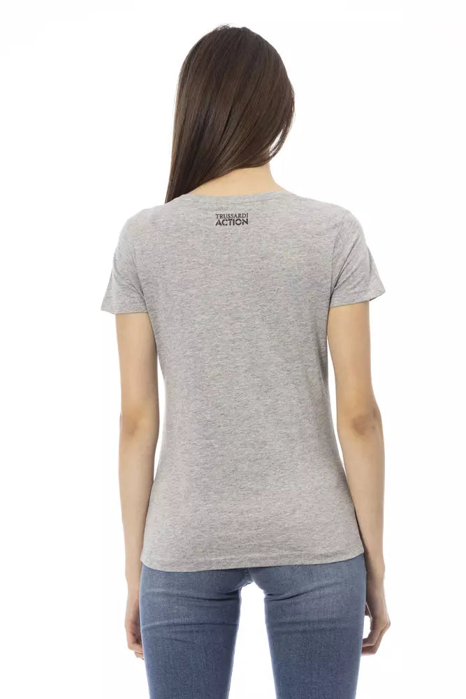 Gray Cotton Women T-Shirt - ventzia