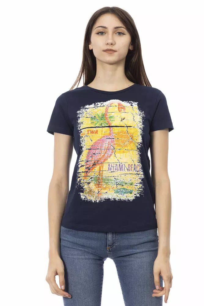 Blue Cotton Women T-Shirt - ventzia