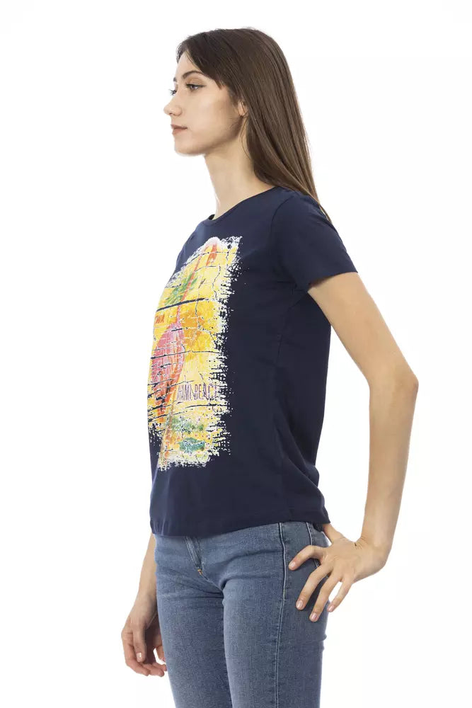 Blue Cotton Women T-Shirt - ventzia