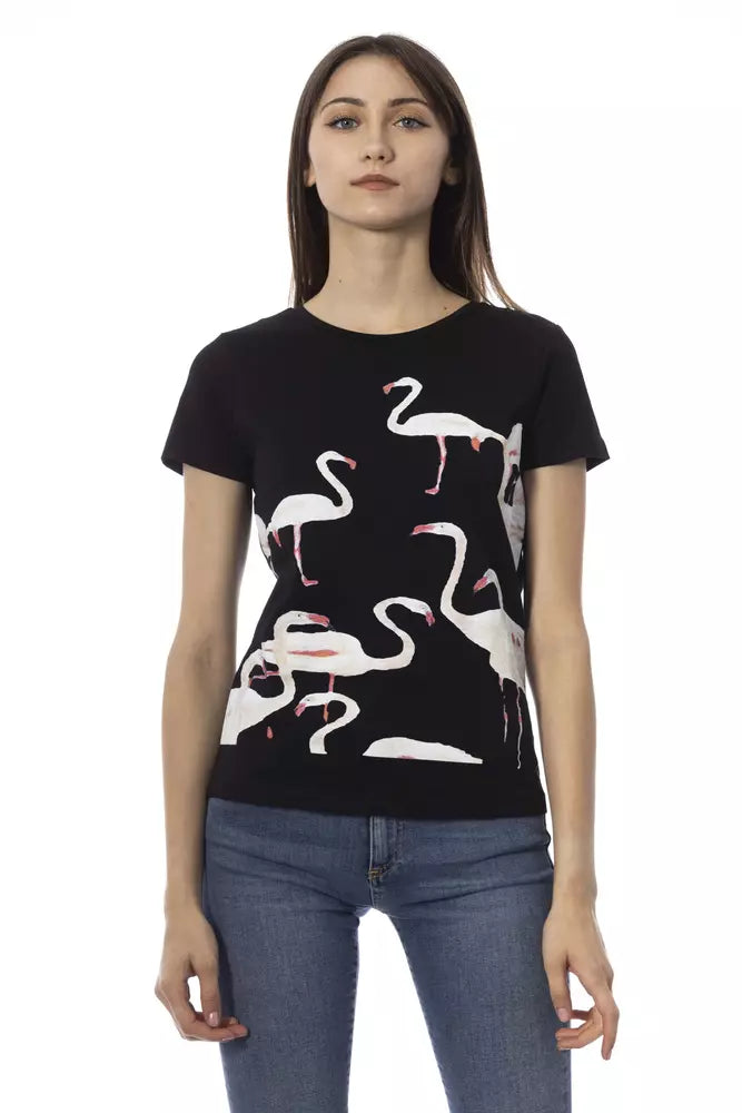 Chic Black Short Sleeve Round Neck Tee - ventzia