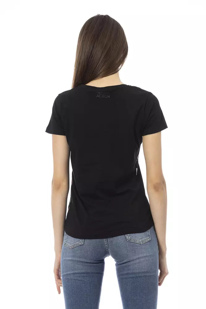 Chic Black Short Sleeve Round Neck Tee - ventzia