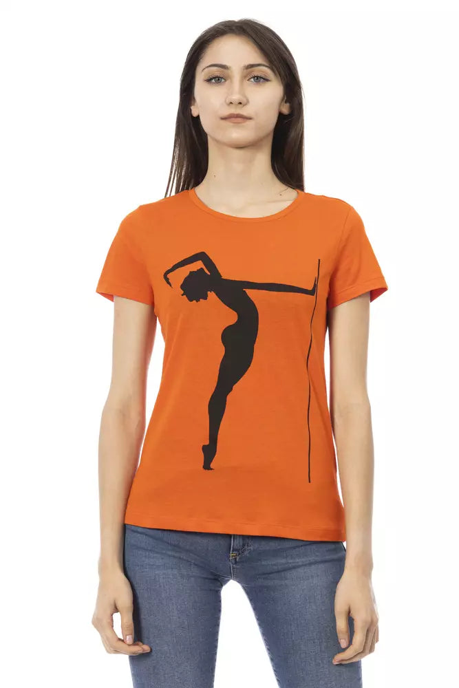Orange Cotton Women T-Shirt - ventzia