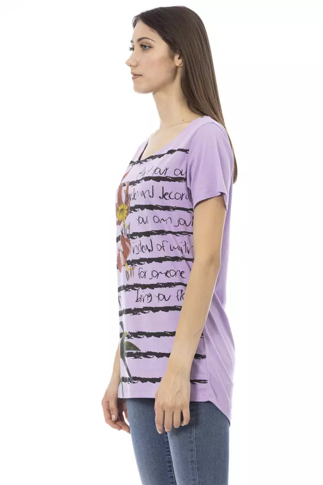 Purple Cotton Women T-Shirt - ventzia
