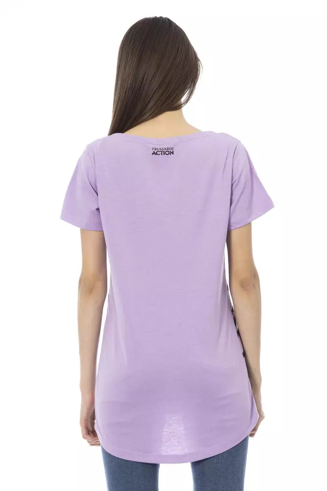 Purple Cotton Women T-Shirt - ventzia